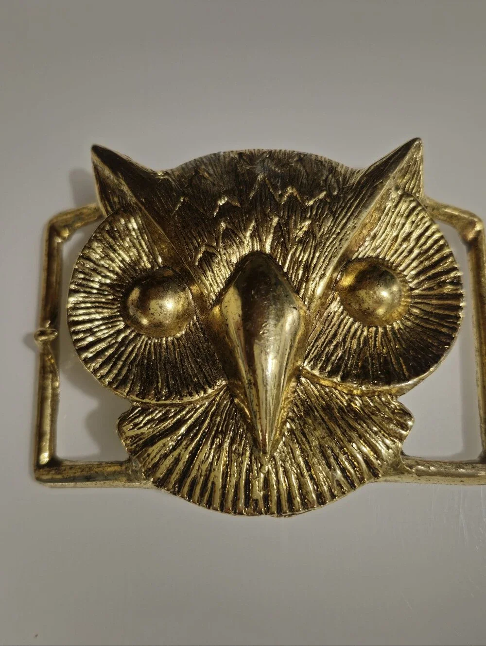 Vintage Gold Tone Owl Belt Buckle Statement Boho Western Unisex